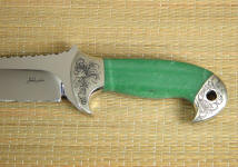 Hand-engraved nickel silver bolsters with Aventurine gemstone knife handle