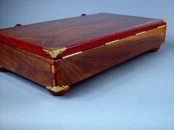 "Duhovni Ratnik" case corner, back detail. Beautiful finishing of hardwoods compliments knife display and storage.