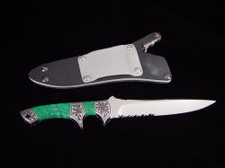 "Patriot" reverse side view. Note impressive solid aluminum belt loop on locking knife sheath