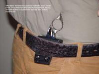 "Wardlow" kerambit, sheath wear type. Note location of kerambit. This is why sheath durability is paramount!